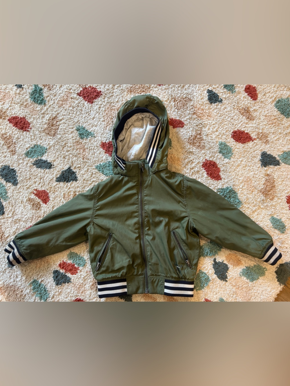 H&M Olive Green Hooded Windbreaker Jacket